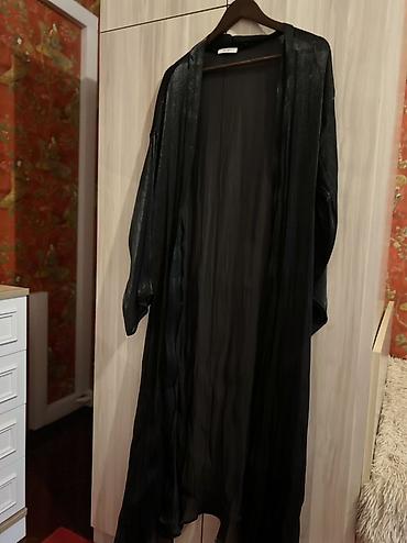 mayka turkce: Qara şifon uzun kimono/pelerin dəsti - Rəng: dərin qara, yüngül — 3
