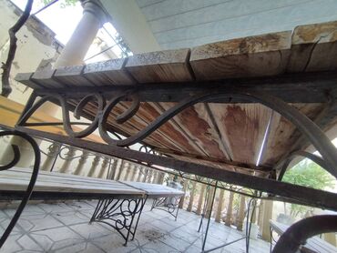 Masa və oturacaq dəstləri: Həyət masa skamya dəsti Ölçülər : Masa 70x250 sm (hündürlük 80sm) — 2