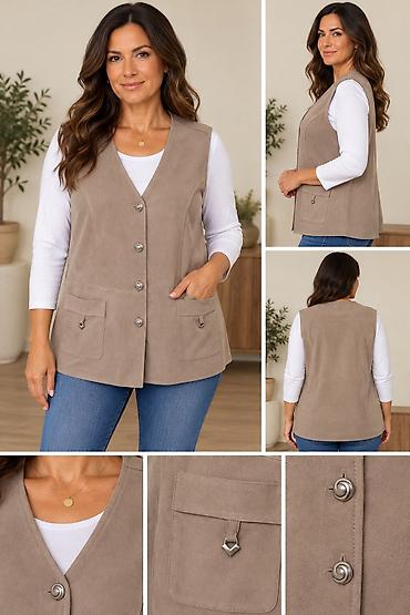 mantel max mara weekend: Ženska prsluk/blejzer bez rukava u taupe (peščano‑bež) boji. - Kroj — 1