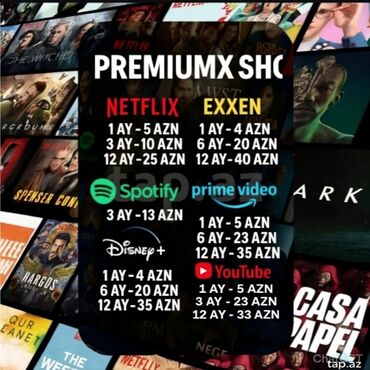 Qazanlar: Başlıq: PremiumX - Netflix, Spotify, Exxen, Disney+, Prime Video