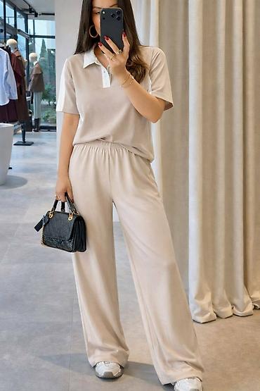 Kompleti: Ženski komplet – bluza i pantalone širokog kroja - Dizajn: ležeran i — 9