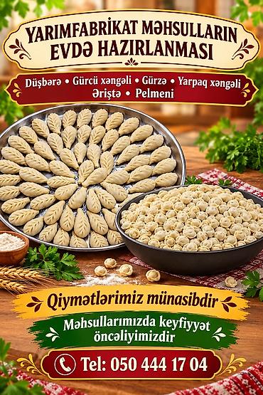 gurcu xengeli: Evdə hazırlanmış yarımfabrikat xəmir məhsulları Menyu: - Düşbərə - — 1