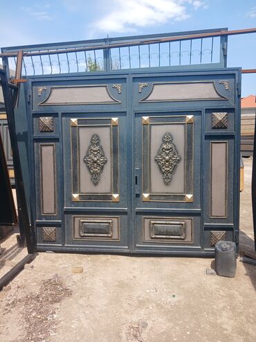 Həyət darvazaları: Dəmir Həyət darvazası, Yana açılan, Mexaniki, Qapı ilə, rəng - Qara — 15