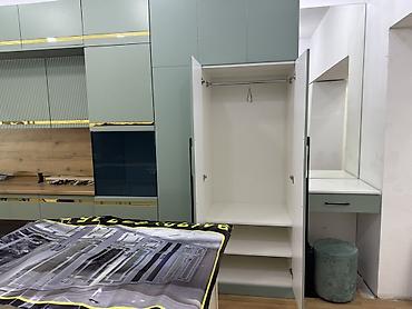 Mətbəx mebel dəsti – müasir dizayn - Rəng: Zəif ada-yaşıl (sage) mat