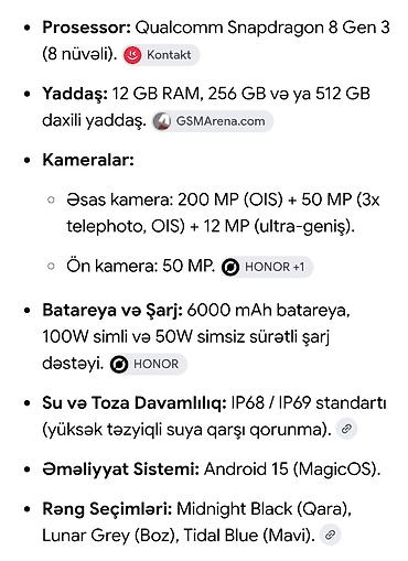 Mobil telefon və aksesuarlar: Honor 400 Pro, 256 GB, rəng - Gümüşü — 5