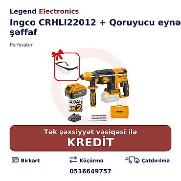 kreditle drel: Elan başlığı: Perforator Ingco CRHLI22012 + Qoruyucu eynək, şəffaf — 1