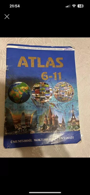 Kitablar, jurnallar, CD, DVD: Cografiya atlasi.Ciriq ve s yoxdur seliqeli islenib