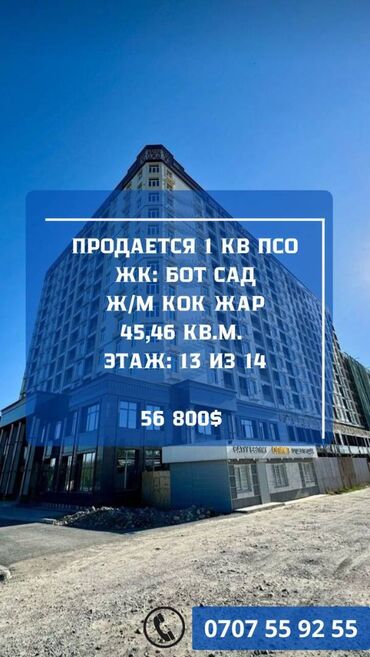 Продажа домов: 1 комната, 45 м², Элитка, 13 этаж, ПСО (под самоотделку)