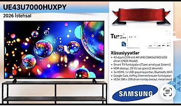 Samsung UE43U7000HUXPY – 2026 istehsalı 43 düymlük (109 sm) 4K UHD at lalafo.az Samsung UE43U7000HUXPY – 2026 istehsalı 43 düymlük (109 sm) 4K UHD