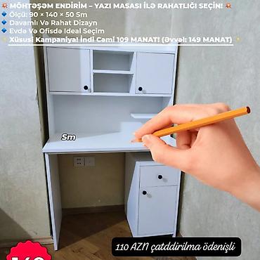 kamp stolu: Yazı masası – ev və ofis üçün funksional model Ölçü: 90 × 140 × 50 sm — 1