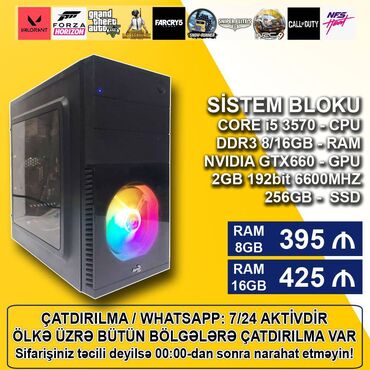 komputer barter: Sistem Bloku "Core i5 3570/8-16GB Ram/GTX660/256GB SSD" Sərfəli