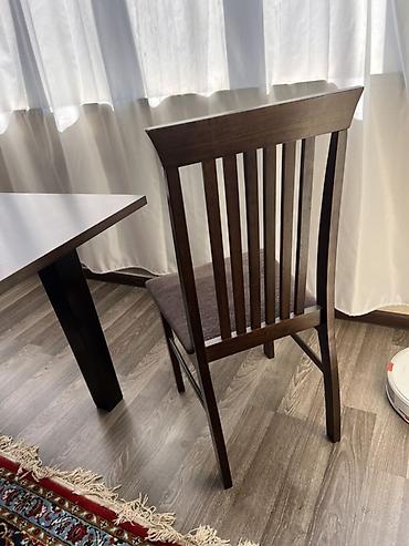 kafe stul: Taxta yemək otağı stulu - Material: möhkəm QOZ ağac karkas, tünd — 2