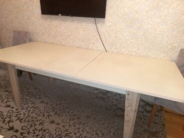 ev ucun stol stul: Qonaq otağı üçün, İşlənmiş, Açılan, Dördbucaq masa, 6 stul, Türkiyə