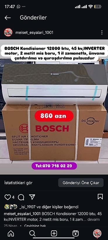 Digər aksesuarlar: Kondisaner anbardan satiş.Quraşdirilma pulsuz.30-35kv -490 azn.1-3 ilə — 11