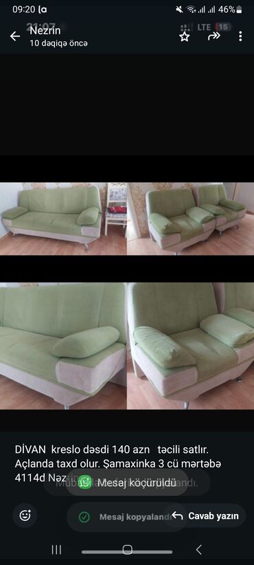 Mətbəx mebeli: Künc divan, 2 kreslo