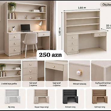 Düz masa, Stulsuz, Polkalı, Siyirməli, Rusiya, Teksturalı laminat