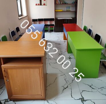 Ofis dəst mebeli: Məktəbli partalari Şagird oturacaqları və masalar Şagird stol stul — 10