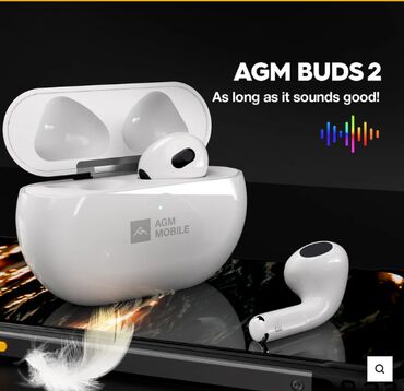 agm: Наушники Bluetooth TWS AGM Buds. Новые в коробке, белого цвета