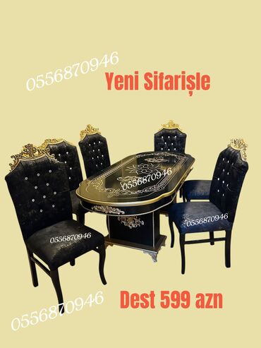 Sifarişlə masa və oturacaq dəstləri: Oval masa, Qonaq otağı üçün, 6 nəfər, Açılmayan, Azərbaycan, Zəmanətli — 5