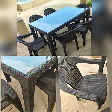 Balkon üçün, İşlənmiş, Kvadrat masa, 6 stul lalafo.az -da Balkon üçün, İşlənmiş, Kvadrat masa, 6 stul