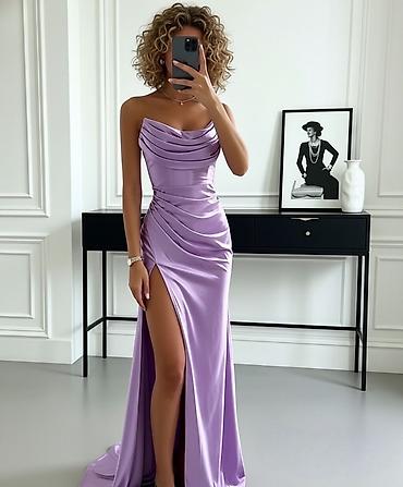 comma svecane haljine: Elegantna večernja haljina bez bretela, od glatkog satenskog — 3
