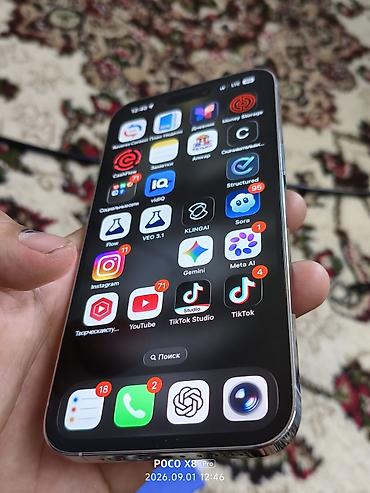 apple studio: IPhone 14 Pro Max, Б/у, 256 ГБ, Белый, 82 % — 5