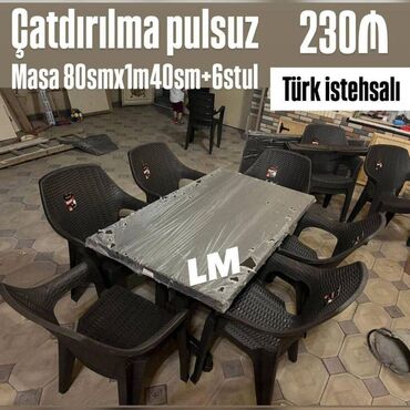 stul qiymetleri: Yeni Plastik masa dəsti📌 Türk istehsalı masa+6STUL 📌 Qiymət: 230₼
