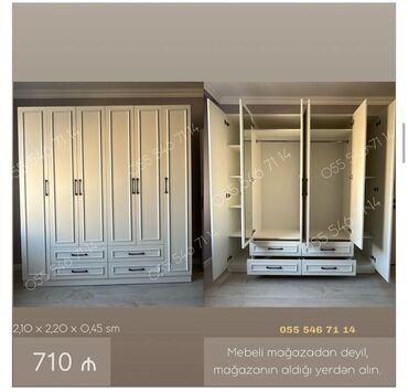 Masa və oturacaq dəstləri: Yeni, 4 qapılı Düz dolab, Qarderob, paltar dolabı