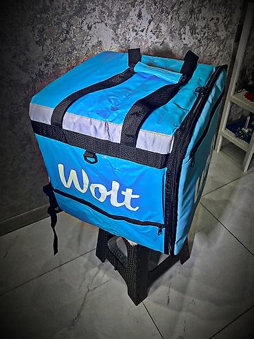 Сумки для курьеров: Wolt çatdırılma üçün termo çanta - Brend loqolu, mavi rəngli böyük — 1