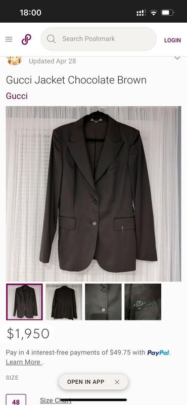 Dəstlər, kostyumlar: Пиджак Gucci. Оригинал. Размер 40 но идёт на 38 (маломерка) — 12