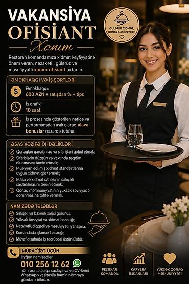 Ofisiant tələb olunur, Restoran lalafo.az -da Ofisiant tələb olunur, Restoran