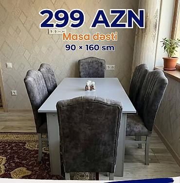 Qonaq otağı üçün, Yeni, Açılmayan, Dördbucaq masa, 6 stul