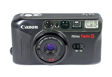 Canon prima twin s 35mm black compact film camera auto focus w/ case