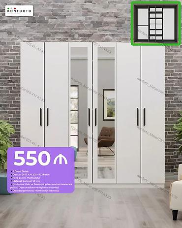 6 qapılı paltar dolabı - Ölçülər: D 47 × H 200 × E 240 sm - Material