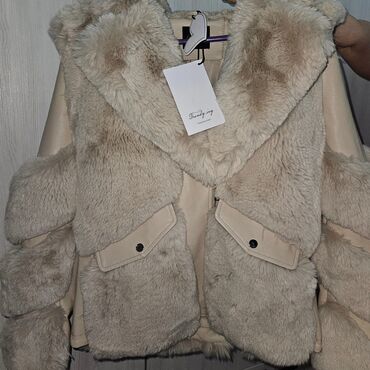 ženske perjane jakne: L (EU 40), Single-colored, With lining, Faux fur