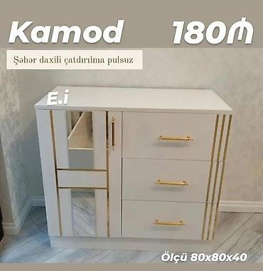 Komodlar: Kamod – 180₼ - Rəng: ağ, qızılı dekor xətləri və qızılı rəngdə — 1