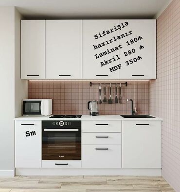 кухня мебель: *Kuxna mebeli sifarişle hazırlanır* Laminat 180₼ Akril 280 ₼ MDF 350₼