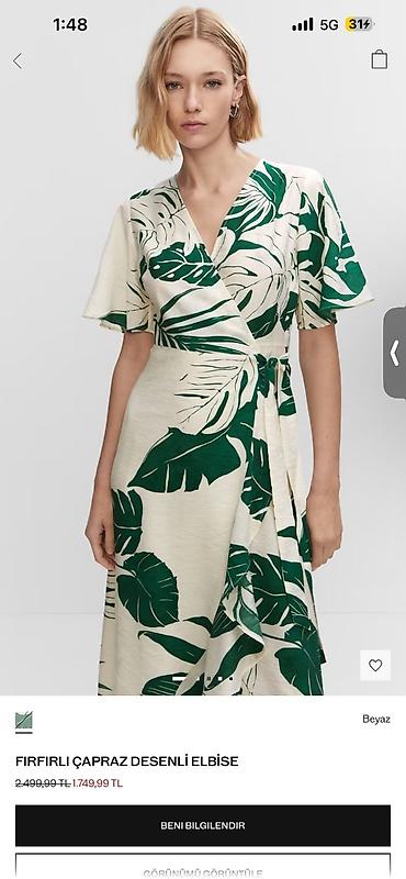 mango çanta: MANGO Tropical Print Wrap Dress – firfırlı, çarpaz bağlamalı midi don — 2