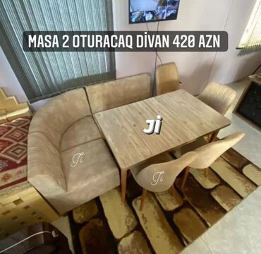 kuxna künc divan: Künc divan və masa