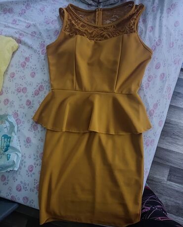 trikotažne haljine: One size, bоја - Žuta, Oversize, Kratkih rukava