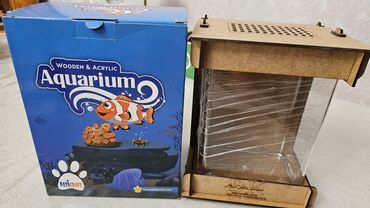 ucuz akvarium baliqlari: Xırda balıq və zəli saxlamaq üçün akvarium, ölçü 16×11×20, Yenidir