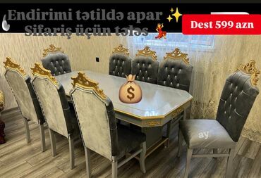 Masa və oturacaq dəstləri: Yeni, 6 stul
