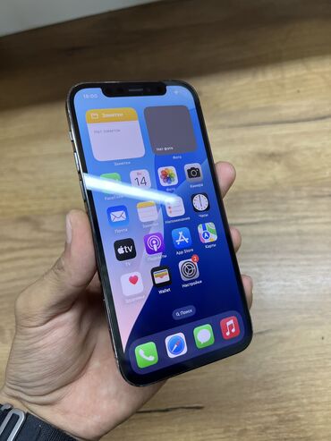 телефон мекен: IPhone 12 Pro, Б/у, 256 ГБ, Черный, Защитное стекло, 88 %