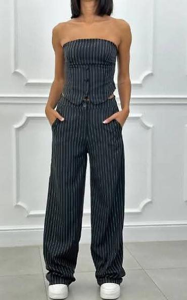 Kompleti: Ženski komplet – korset top bez bretela + široke pantalone - — 4