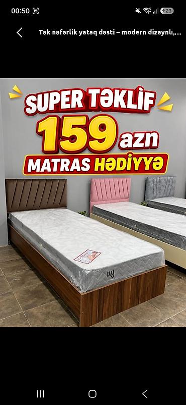 Tək nəfərlik yataq dəsti – müasir dizaynlı başlıq və rahat çarpayı