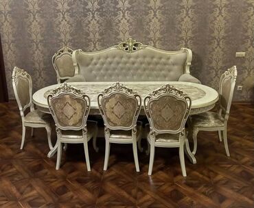 стулья бу: Qonaq otağı üçün, Açılmayan, Oval masa, 6 stul