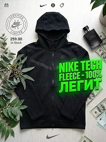 найк теч флис: Мужская толстовка, XL, Nike, Б/у, цвет - Черный, Самовывоз — 1