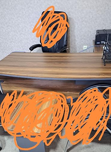lepe: Ofis üçün L formalı menecer masasının dəsti - Material: laminat/MDF — 1