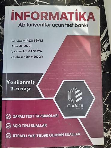 trap qiyməti: Informatika Codera -Abituriyentler ucun test banki 
Qiymet 10 azn — 1