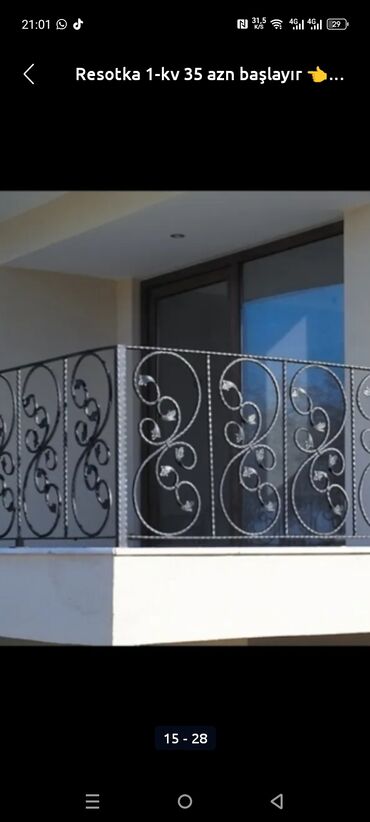 Digər metal məhsullar: Dəmir barmaqlıq və məhəccər hazırlama xidməti - Pəncərə üçün klassik — 14